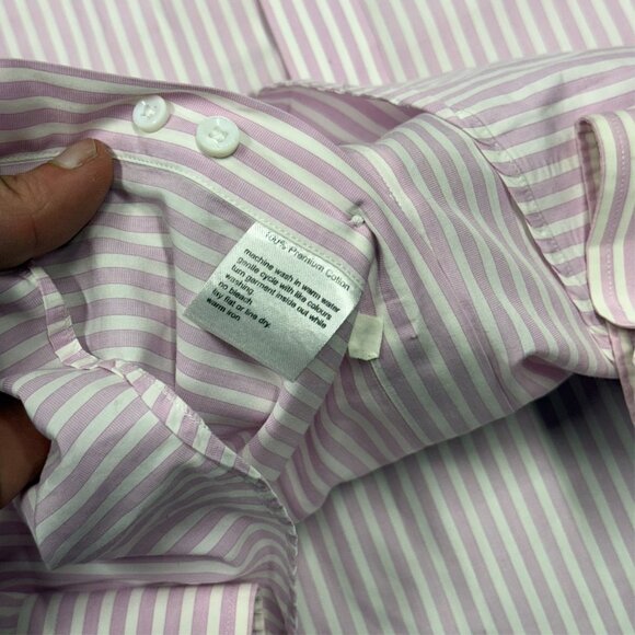 Spier & Mackay Handmade Dress Shirt Pink Striped Long Sleeve 42 16 1/2 Large - Picture 6 of 7